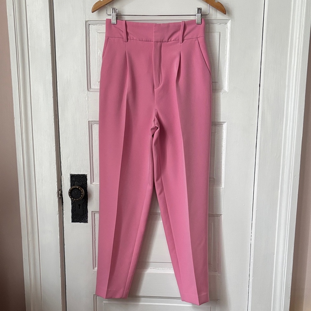 ZARA PINK HIGH RISE PLEATED TROUSER PANTS